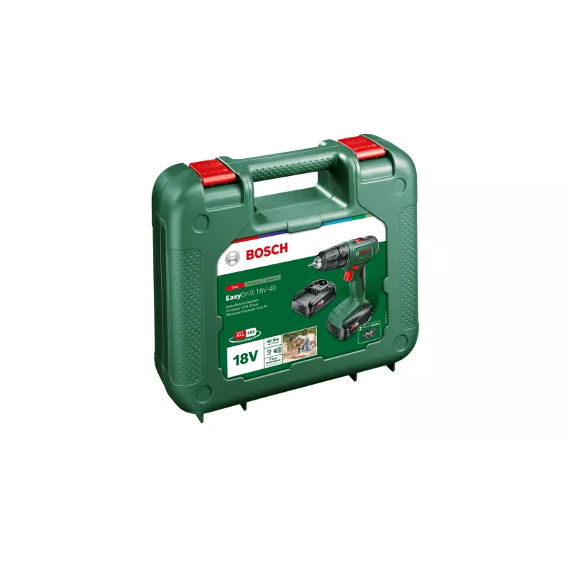 Bosch EasyDrill 18V-40 06039D8002 trapano avvitatore a percussione a batteria, 2 velocità, 2x 1,5 Ah, valigetta