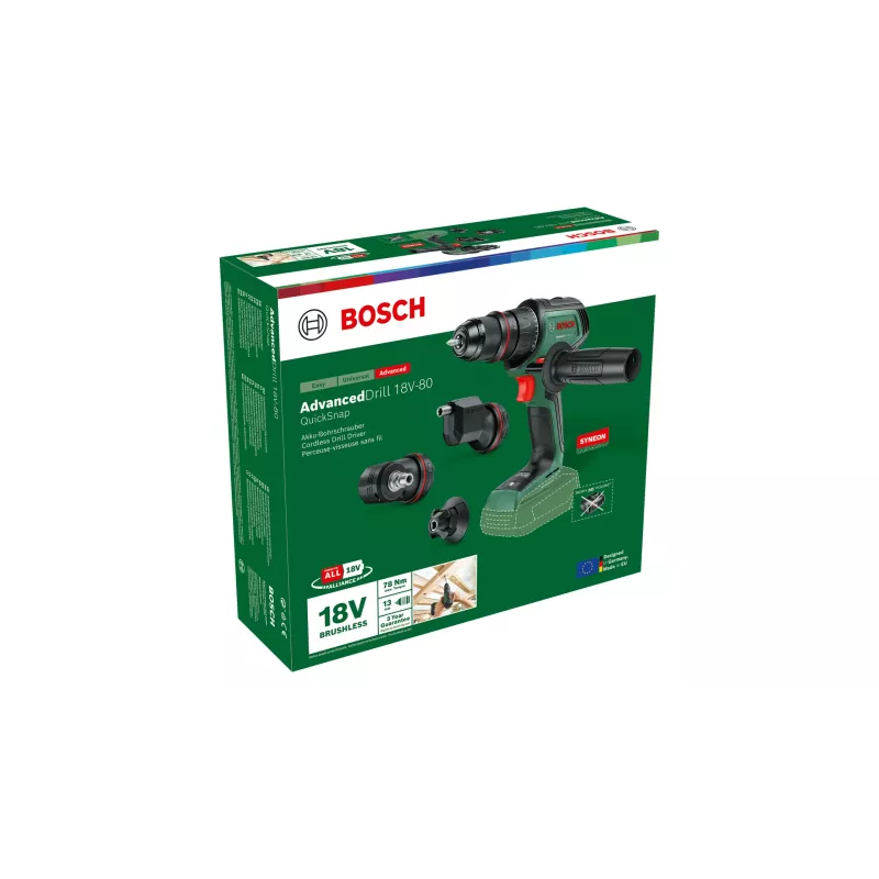 Avvitatore a batteria Bosch AdvancedDrill 18V-80 QuickSnap Solo — 18 V, compatto, verde/nero