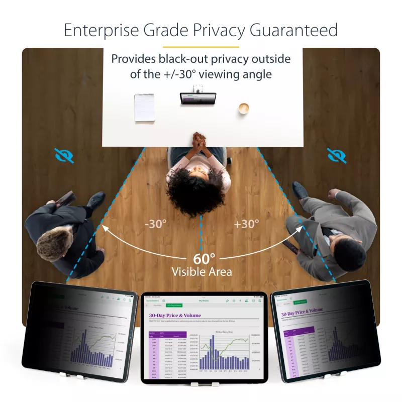 StarTech.com pellicola protezione privacy a 4 vie per iPad Pro 11 pollici, per orientamento verticale/orizzontale, touch, angolo di visuale +/- 30°, blocca fino al 51% della luce blu, antiriflesso