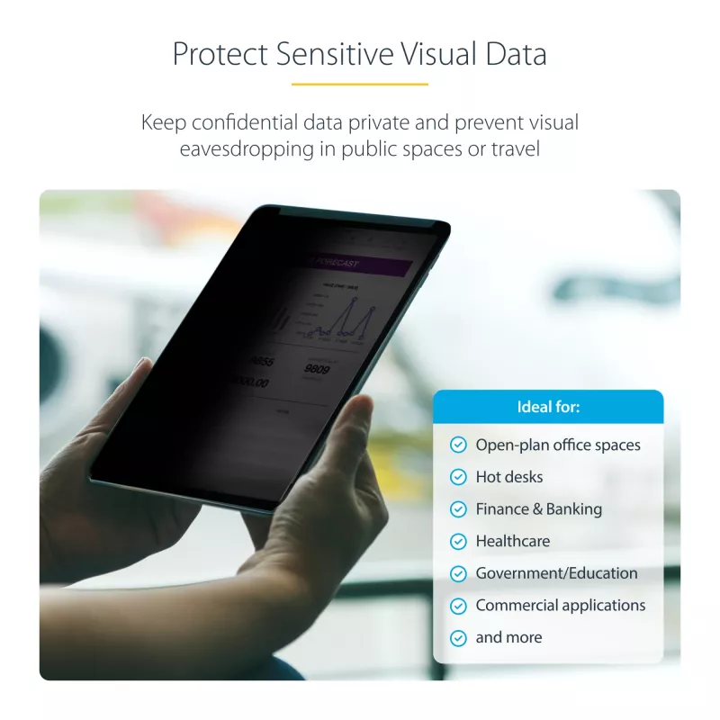 StarTech.com pellicola protezione privacy a 4 vie per iPad Pro 11 pollici, per orientamento verticale/orizzontale, touch, angolo di visuale +/- 30°, blocca fino al 51% della luce blu, antiriflesso