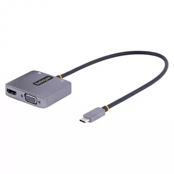 Adattatore video USB-C StarTech.com, adattatore multiporta USB-C a HDMI VGA, audio 3,5 mm, 4K 60Hz HDR, 100W PD pass-through, compatibile Thunderbolt 3/4 – adattatore display USB-C da viaggio
