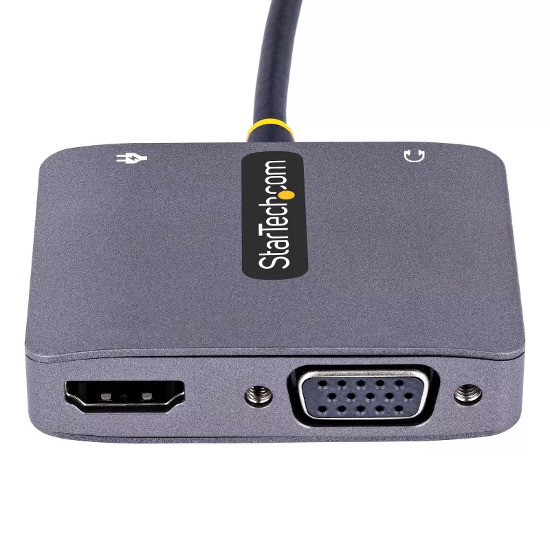 Adattatore video USB-C StarTech.com, adattatore multiporta USB-C a HDMI VGA, audio 3,5 mm, 4K 60Hz HDR, 100W PD pass-through, compatibile Thunderbolt 3/4 – adattatore display USB-C da viaggio