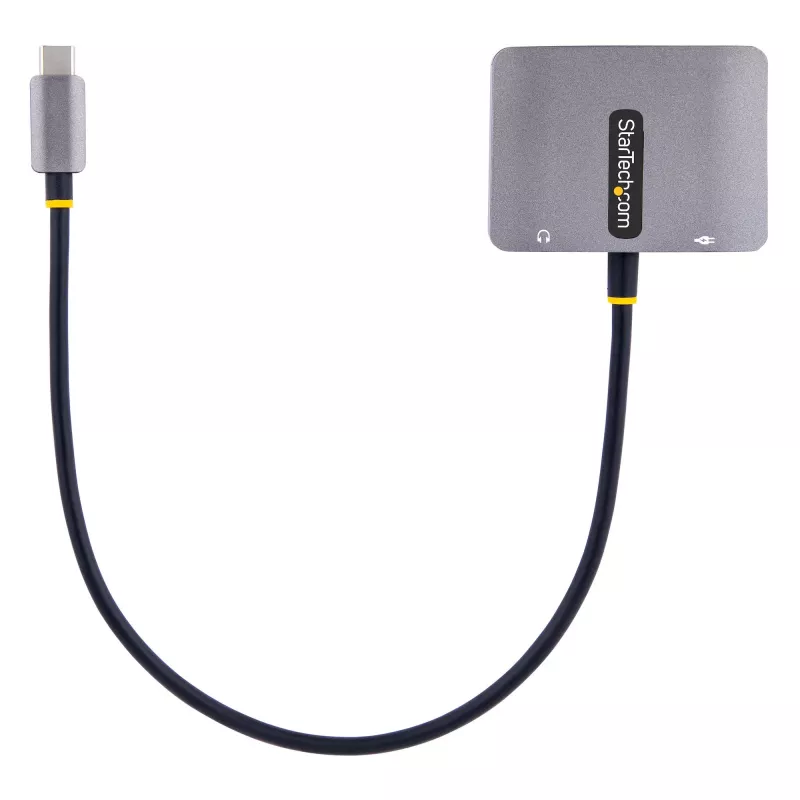 Adattatore video USB-C StarTech.com, adattatore multiporta USB-C a HDMI VGA, audio 3,5 mm, 4K 60Hz HDR, 100W PD pass-through, compatibile Thunderbolt 3/4 – adattatore display USB-C da viaggio