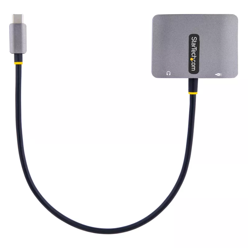 Adattatore video USB-C StarTech.com, adattatore multiporta USB-C a HDMI VGA, audio 3,5 mm, 4K 60Hz HDR, 100W PD pass-through, compatibile Thunderbolt 3/4 – adattatore display USB-C da viaggio