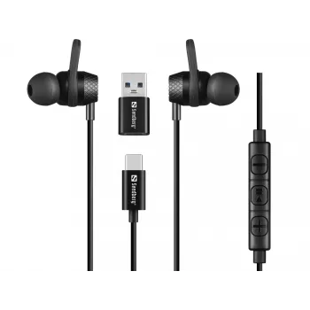 Headset Sandberg USB-C/A in-ear con microfono sul cavo