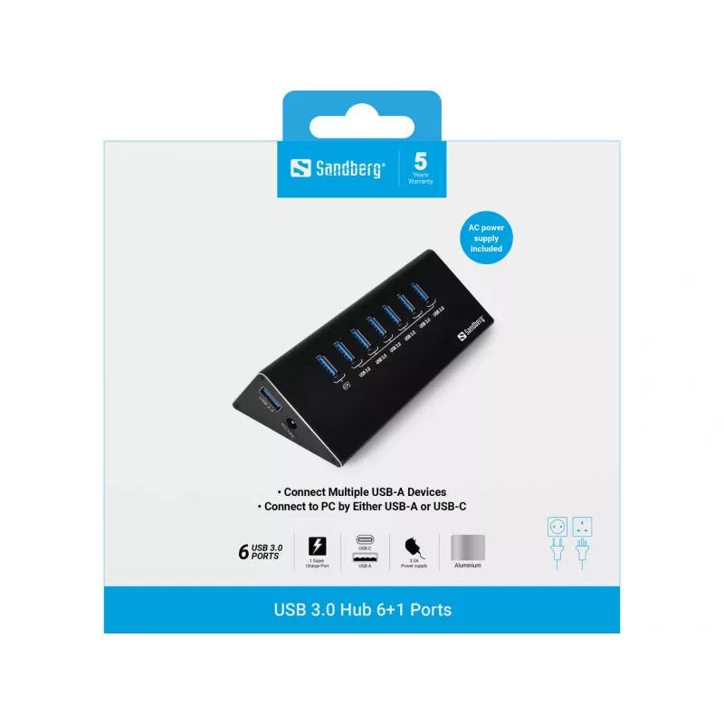 Hub USB 3.0 Sandberg 6+1 porte