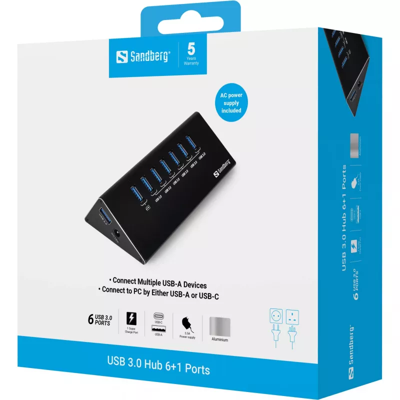 Hub USB 3.0 Sandberg 6+1 porte