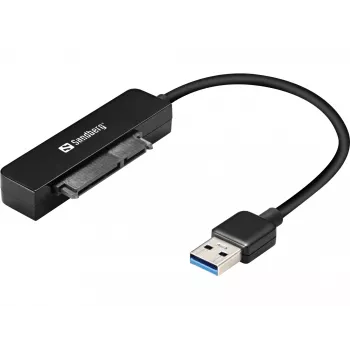 Adattatore USB 3.0-SATA Sandberg, nero, 5 Gbit/s, 20 g, 77 mm, 18 mm, 193 mm