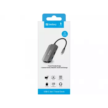 Dock USB-C Sandberg 6in1 Travel Dock