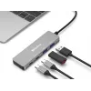 Hub Sandberg USB-C a 2xUSB-A + 2xUSB-C grigio alluminio