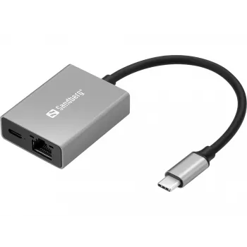 Adattatore Gigabit Sandberg USB-C PD100W USB Type-C RJ-45 1 Gbit/s grigio