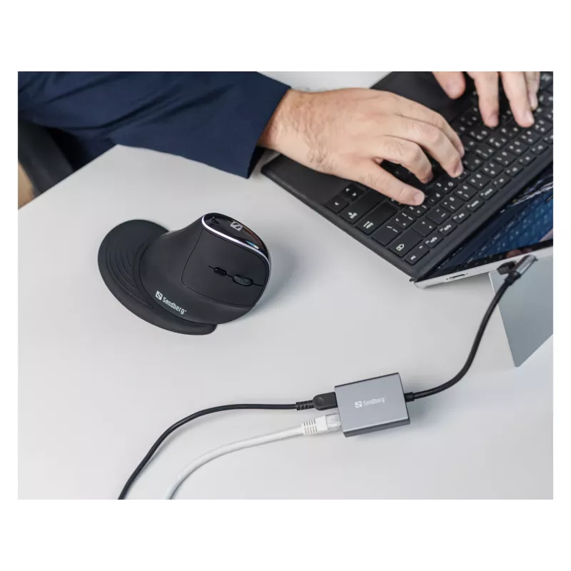 Adattatore Gigabit Sandberg USB-C PD100W USB Type-C RJ-45 1 Gbit/s grigio