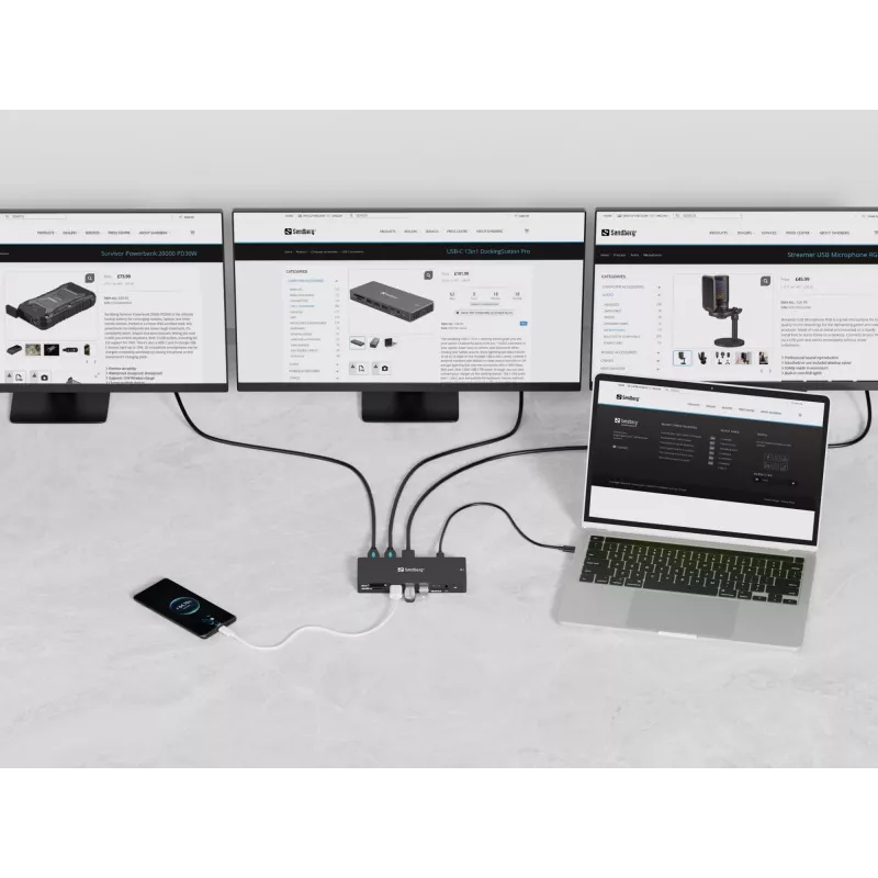 Docking station Sandberg USB-C 13in1 Pro con filo USB 3.2 Gen 1 Type-C