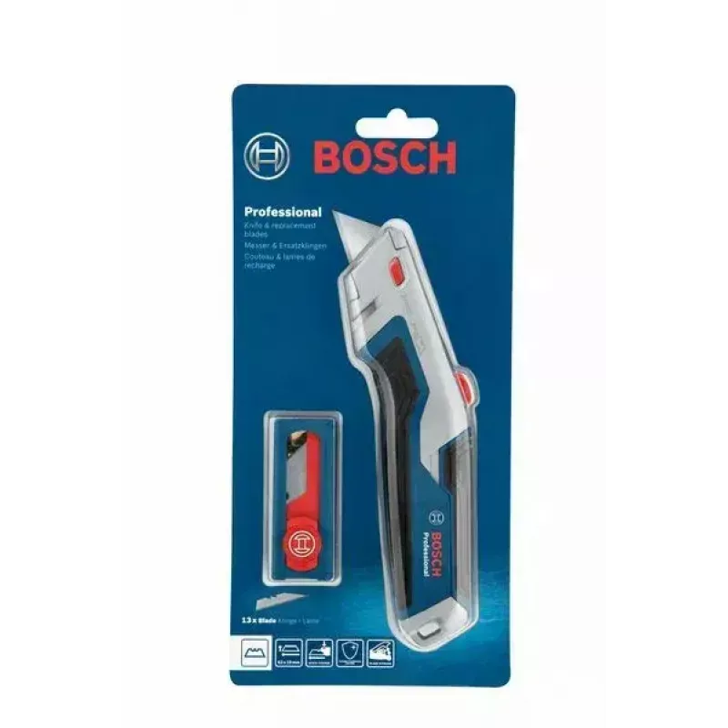 Bosch Professional 1600A027M5 set coltello universale e lame, 63 x 19 mm, 13 lame incluse, blu/grigio