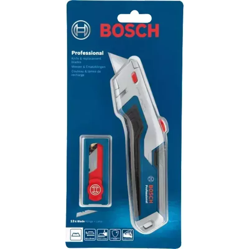 Bosch Professional 1600A027M5 set coltello universale e lame, 63 x 19 mm, 13 lame incluse, blu/grigio