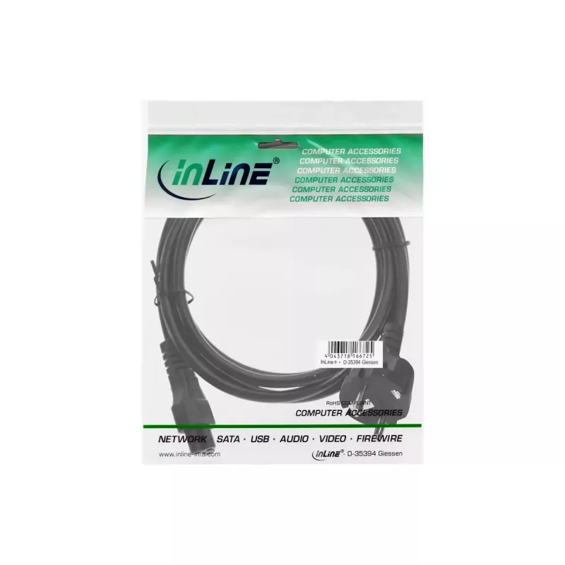 Cavo di alimentazione InLine tipo F tedesco / connettore per notebook 