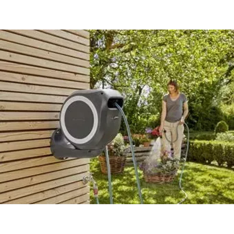 Avvolgitubo da parete Gardena RollUp Automatic nero grigio