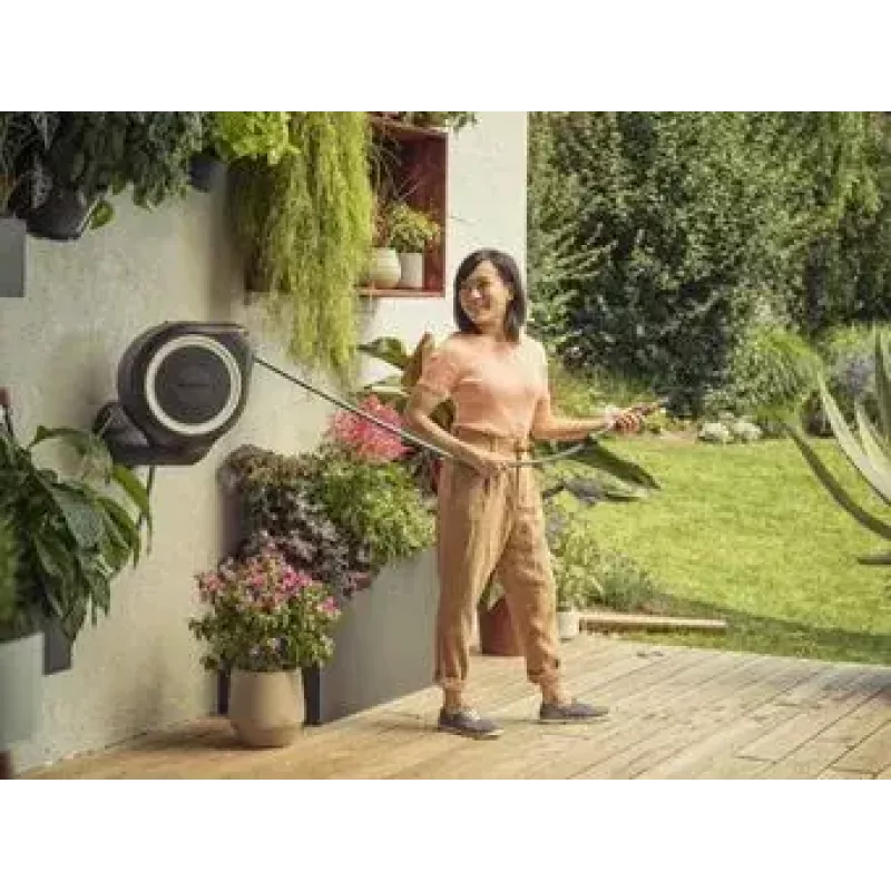Avvolgitubo da parete Gardena RollUp Automatic nero grigio