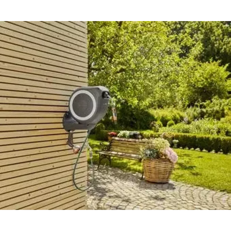 Avvolgitubo da parete Gardena RollUp Automatic nero grigio