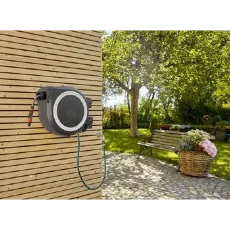 Avvolgitubo da parete Gardena RollUp Automatic nero grigio