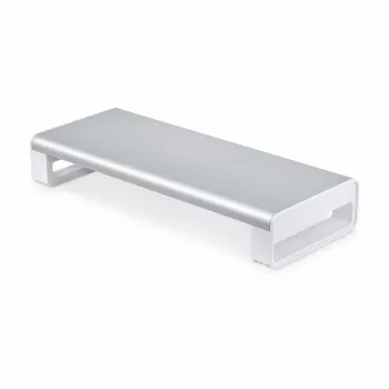 StarTech.com supporto ergonomico per monitor, fino a 15 kg, altezza fissa 9 cm, supporto per monitor/laptop da scrivania, piattaforma in acciaio, montaggio rapido, ottimizza lo spazio sulla scrivania