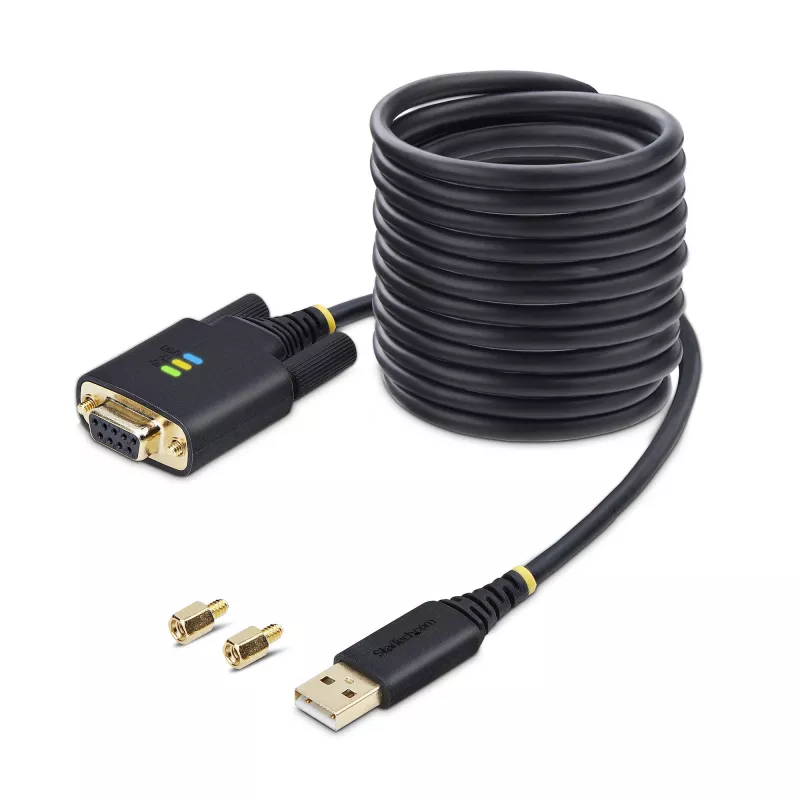 StarTech.com cavo adattatore USB a seriale null modem da 10ft (3m), viti/dadi DB9 sostituibili, COM retention, USB-A a RS232, FTDI, protezione ESD livello 4, Windows/macOS/ChromeOS/Linux - custodia robusta in TPE