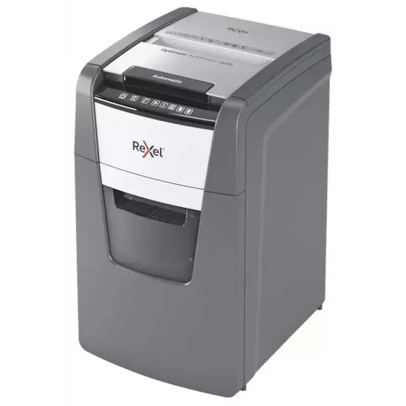 Rexel Optimum AutoFeed+ 150M distruggidocumenti, taglio micro 2 x 15 mm, P-5, 150 fogli, cestino da 44 l