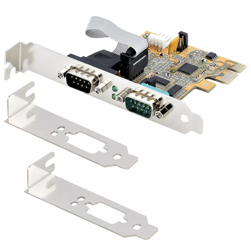 StarTech.com scheda seriale PCI Express a 2 porte, scheda seriale PCIe dual port su RS232 (DB9), UART 16C1050, staffe standard o low-profile, conservazione COM, per Windows e Linux