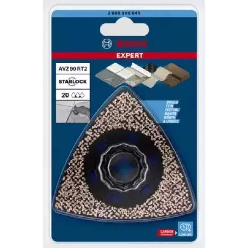 Bosch Expert AVZ 90 RT2 2608900045 platorello abrasivo delta, 90 mm, grana 20