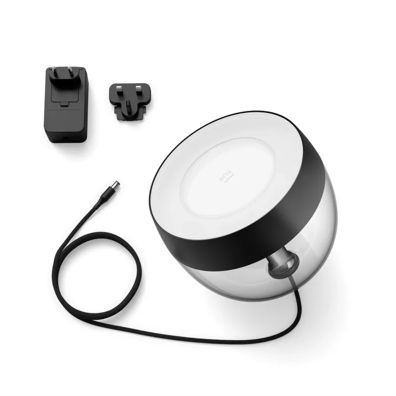 Philips Hue White and Colour Ambiance Iris lampada da tavolo smart, Bluetooth/Zigbee, 570 lm, 8,1 W, alluminio, nera
