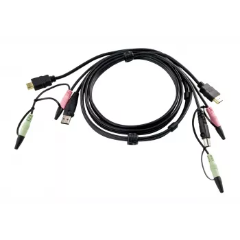 ATEN cavo KVM HDMI 1,8m, 1.8 m, HDMI, nero, HDMI, USB A, 2 x 3,5mm, HDMI, USB B, 2 x 3,5mm, connettore maschio