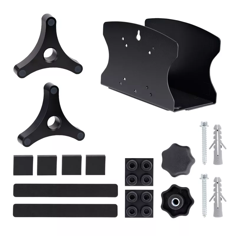 StarTech.com supporto da parete per PC, supporta computer desktop fino a 18 kg, regolazione senza attrezzi 50–200 mm, supporto/ripiano robusto da parete per case/tower PC