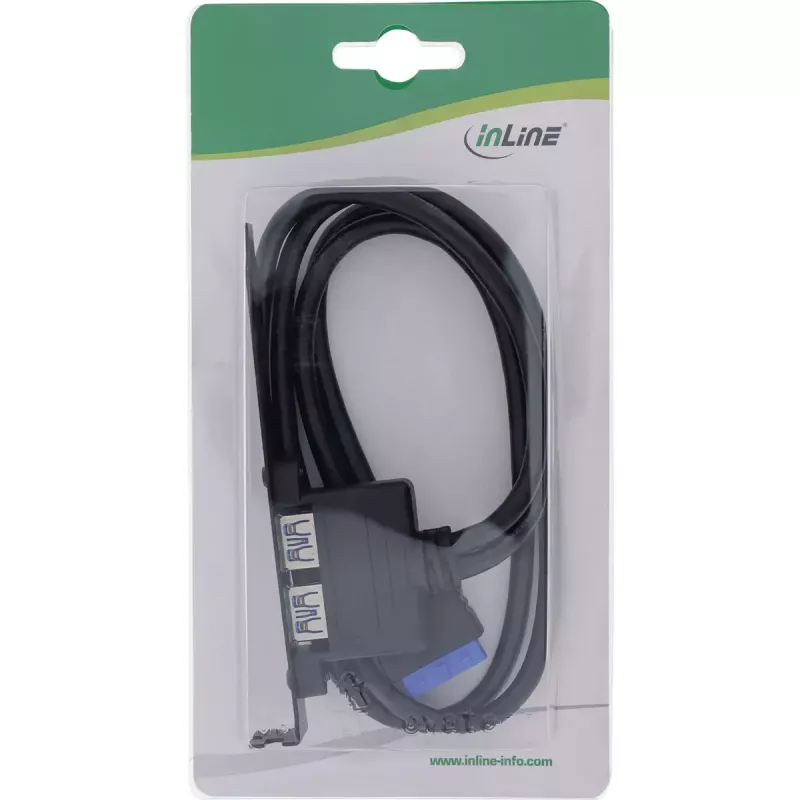 Staffa per slot InLine 2x USB 3.0 connettore femmina A / connettore interno per scheda madre 0,5 m