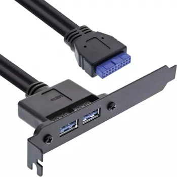 Staffa per slot InLine 2x USB 3.0 connettore femmina A / connettore interno per scheda madre 0,5 m