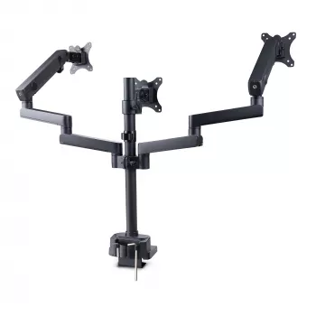 StarTech.com supporto da scrivania per tre monitor fino a tre schermi da 27 pollici, VESA 75x75/100x100, regolazione bracci senza attrezzi, montaggio a morsetto/passacavo, bracci assistiti a molla