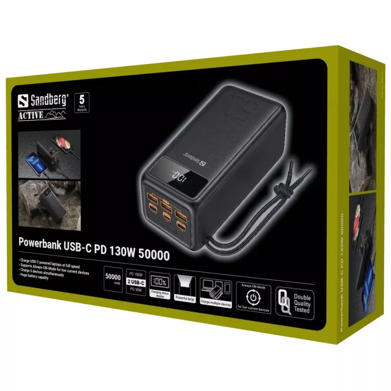 Powerbank portatile Sandberg USB-C PD 130W 50000mAh