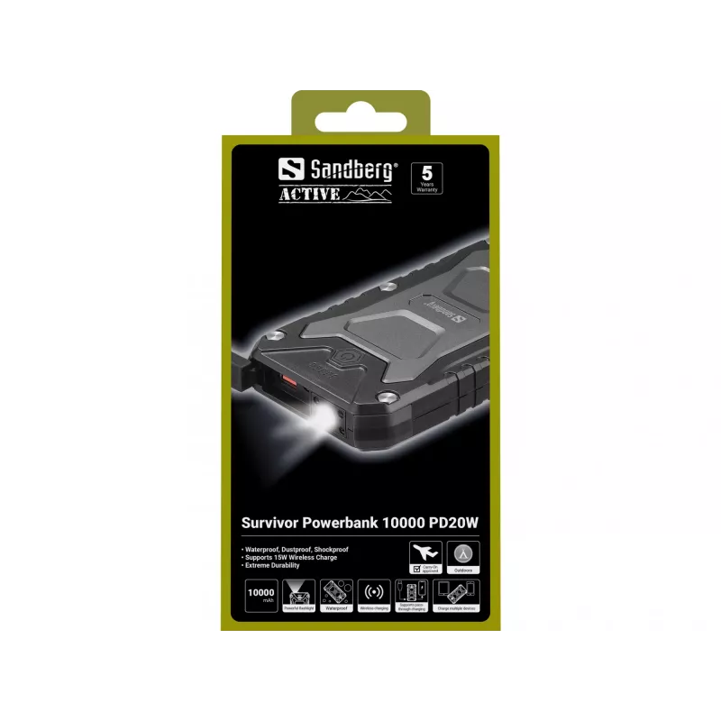 Powerbank portatile Sandberg Survivor 10000 PD20W, 10000 mAh