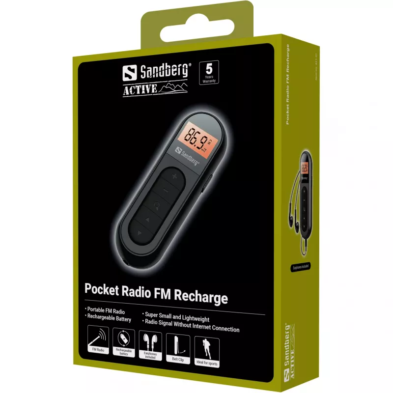 Radio portatile Sandberg Pocket Radio FM Recharge FM 76-108 MHz