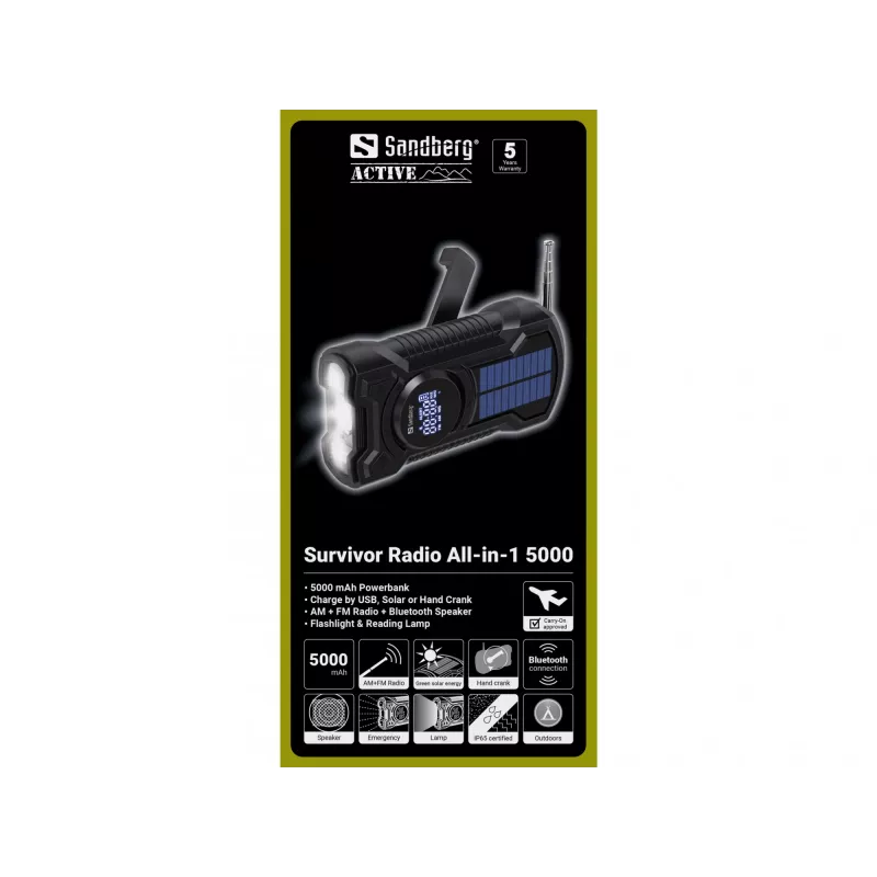 Radio portatile Sandberg Survivor Radio All-in-1 5000 AM FM 5000mAh