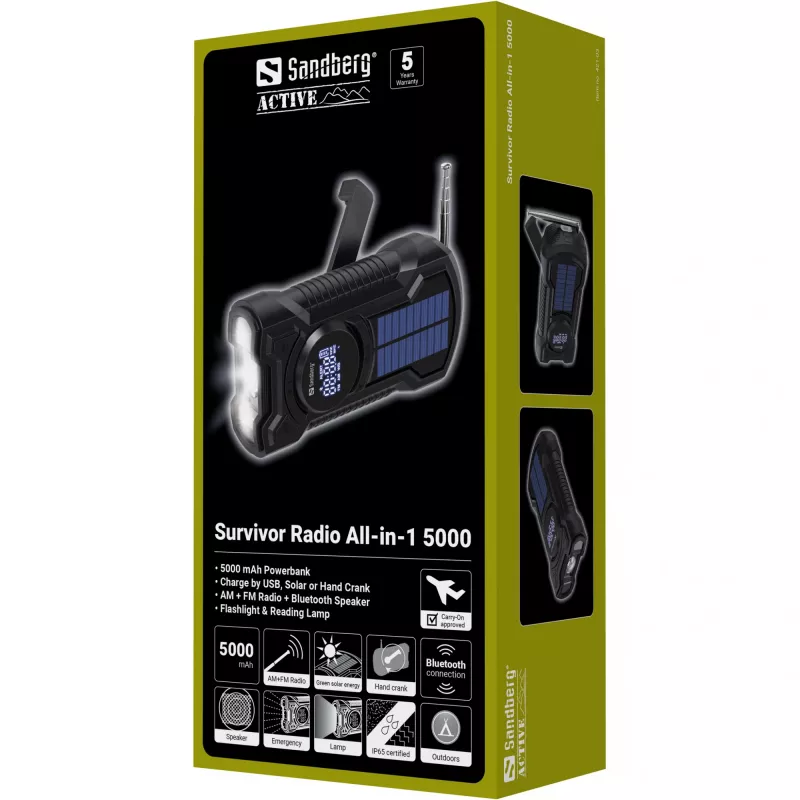 Radio portatile Sandberg Survivor Radio All-in-1 5000 AM FM 5000mAh