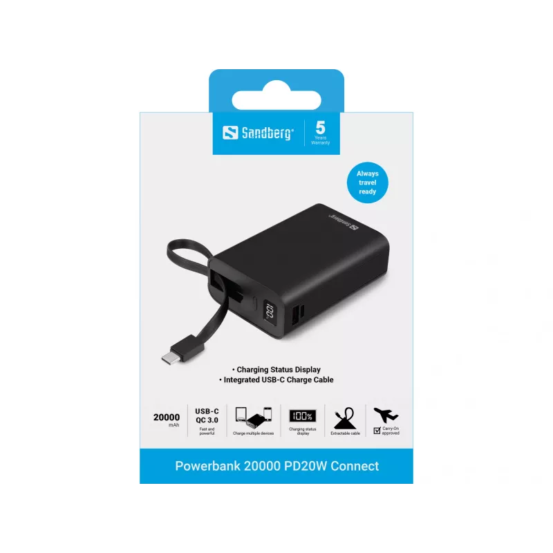 Batteria portatile Sandberg Powerbank 20000 PD20W Connect, 20000 mAh