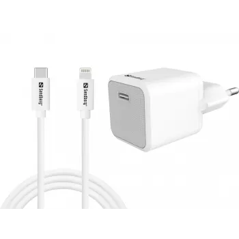 Caricabatterie AC Sandberg 20W USB-C + Lightning 1M ricarica rapida bianco