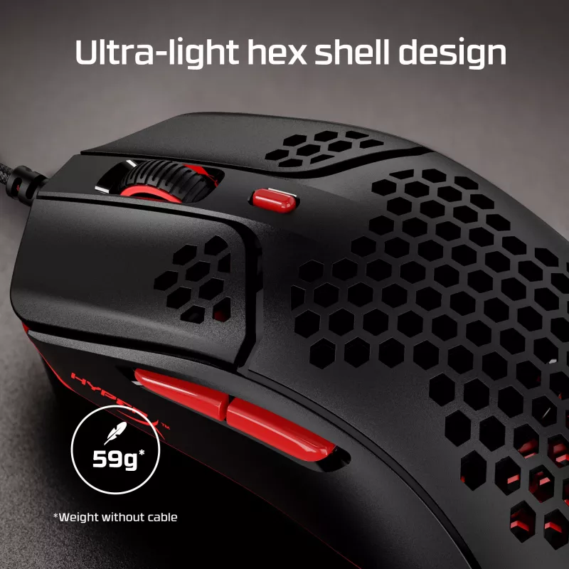 HyperX Pulsefire Haste - mouse gaming (nero-rosso)