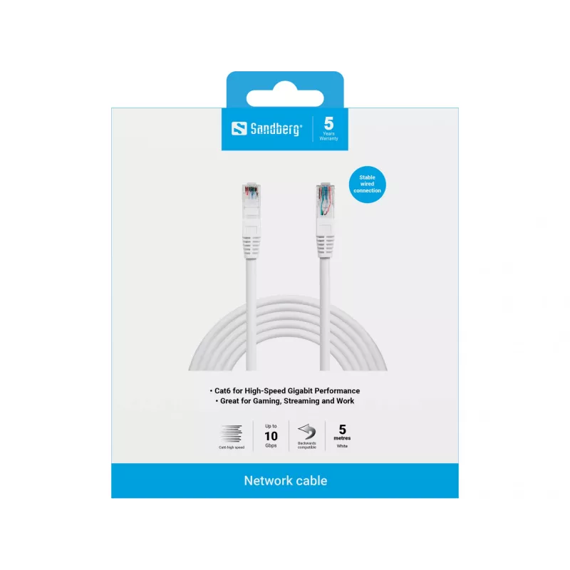 Cavo di rete Sandberg cavo di rete UTP Cat6 RJ-45 5 m bianco