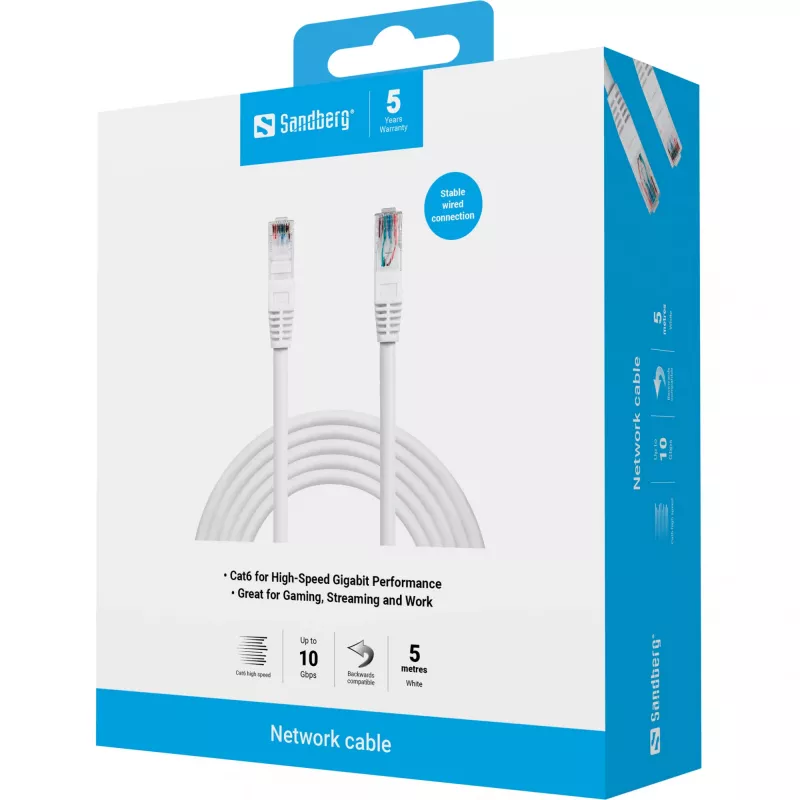 Cavo di rete Sandberg cavo di rete UTP Cat6 RJ-45 5 m bianco