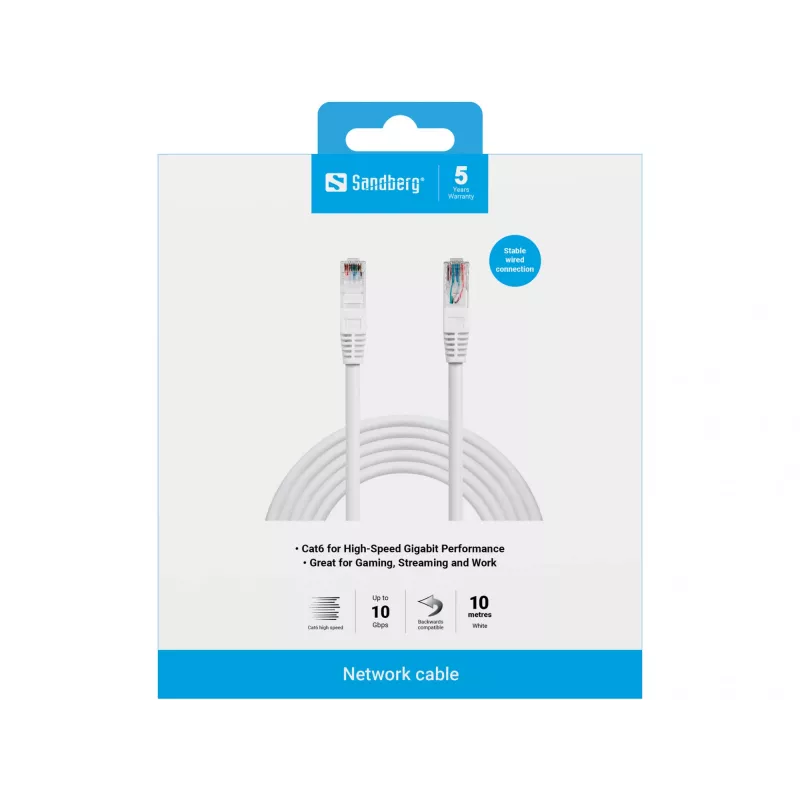 Cavo di rete Sandberg UTP Cat6 10 m RJ-45 bianco
