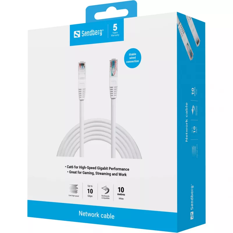 Cavo di rete Sandberg UTP Cat6 10 m RJ-45 bianco