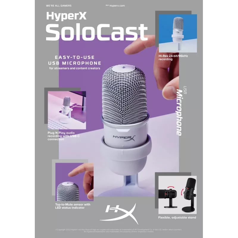 HyperX SoloCast – microfono USB (bianco)