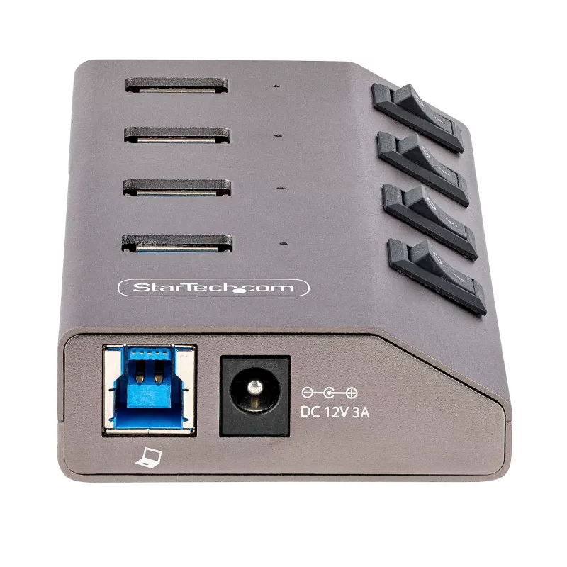 Hub USB-C self-powered 4 porte StarTech.com con interruttori on/off individuali, hub di espansione USB 3.0 5Gbps con alimentatore, hub USB-C a USB-A per desktop/laptop, hub USB Type-C con BC 1.2