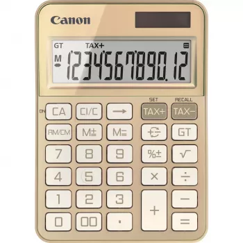 Calcolatrice da tavolo Canon KS-125KB con display 12 cifre, funzioni fiscali, batteria/solare, oro